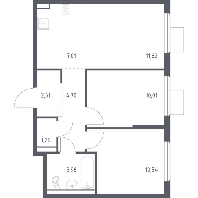 1-BD Apartment Sale, 51.91平方米 at Gorki Park, Shkolnaya ulitsa, 2, derevnya Korobovo, Leninskiy City District, Moscow Region, Russia #1