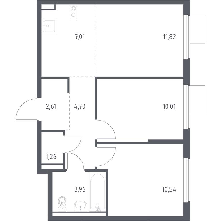 1-BD Apartment Sale, 51.91 sq. m. at Gorki Park, Shkolnaya ulitsa, 2, derevnya Korobovo, Leninskiy City District, Moscow Region, Russia #1