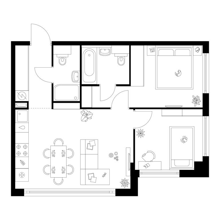 2-BD Apartment Sale, 54.1平方米 at Kutuzovskiy Kvartal, Ivana Franko Street, 20к1, Moscow, Russia #1 2-BD Apartment Sale, 54.1平方米 at Kutuzovskiy Kvartal, Ivana Franko Street, 20к1, Moscow, Russia #1