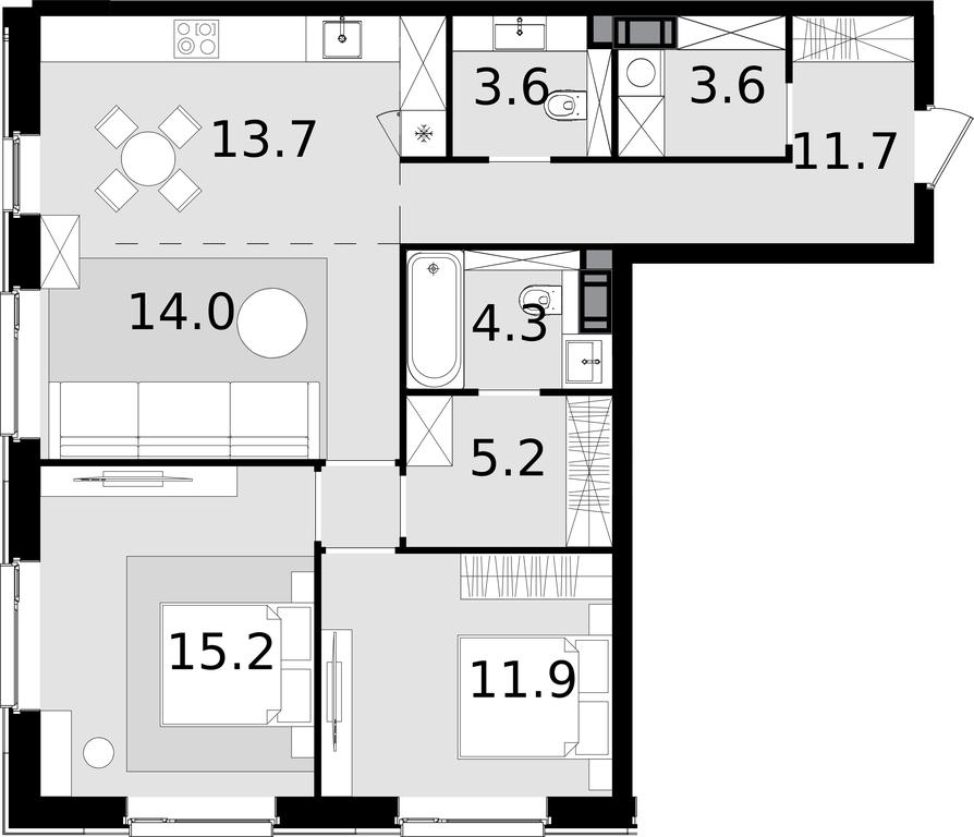 2-BD Apartment Sale, 85.3平方米 at Crystal, Generala Glagoleva Street, 16с1, Moscow, Russia #1 2-BD Apartment Sale, 85.3平方米 at Crystal, Generala Glagoleva Street, 16с1, Moscow, Russia #1