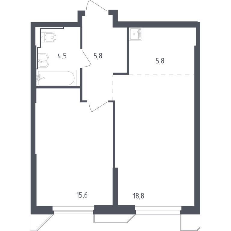 Apartment Sale, 50.4 sq. m. at Sputnik, Lipovoy Roschi Street, 1к4, derevnya Razdory, Odintsovskiy City District, Moscow Region, Russia #1 Apartment Sale, 50.4 sq. m. at Sputnik, Lipovoy Roschi Street, 1к4, derevnya Razdory, Odintsovskiy City District, Moscow Region, Russia #1
