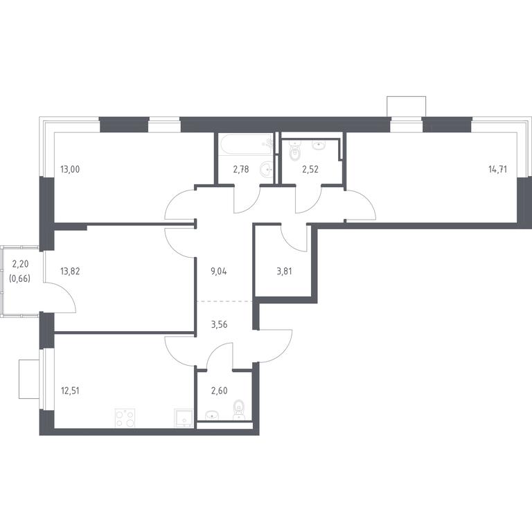 2-BD Apartment Sale, 79.01 sq. m. at Bogdanovskiy Les, derevnya Bogdanikha, Leninskiy City District, Moscow Region, Russia #1 2-BD Apartment Sale, 79.01 sq. m. at Bogdanovskiy Les, derevnya Bogdanikha, Leninskiy City District, Moscow Region, Russia #1