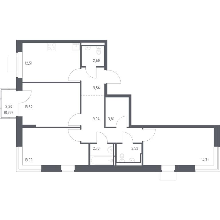 2-BD Apartment Sale, 79.12 sq. m. at Bogdanovskiy Les, derevnya Bogdanikha, Leninskiy City District, Moscow Region, Russia #1 2-BD Apartment Sale, 79.12 sq. m. at Bogdanovskiy Les, derevnya Bogdanikha, Leninskiy City District, Moscow Region, Russia #1