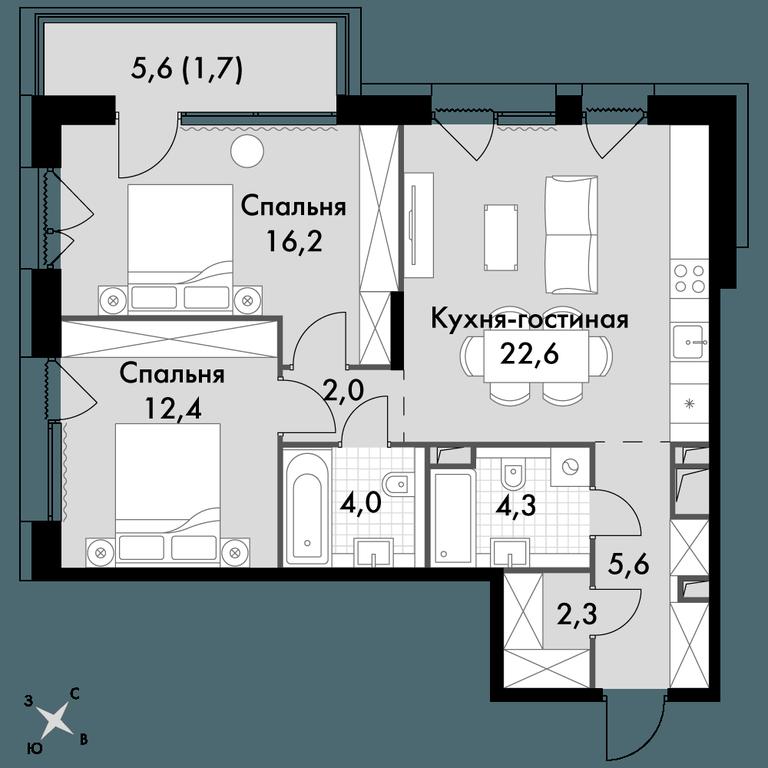 2-BD Apartment Sale, 71.1 sq. m. at The Lake, Snezhnaya Street, 22, Moscow, Russia #1 2-BD Apartment Sale, 71.1 sq. m. at The Lake, Snezhnaya Street, 22, Moscow, Russia #1