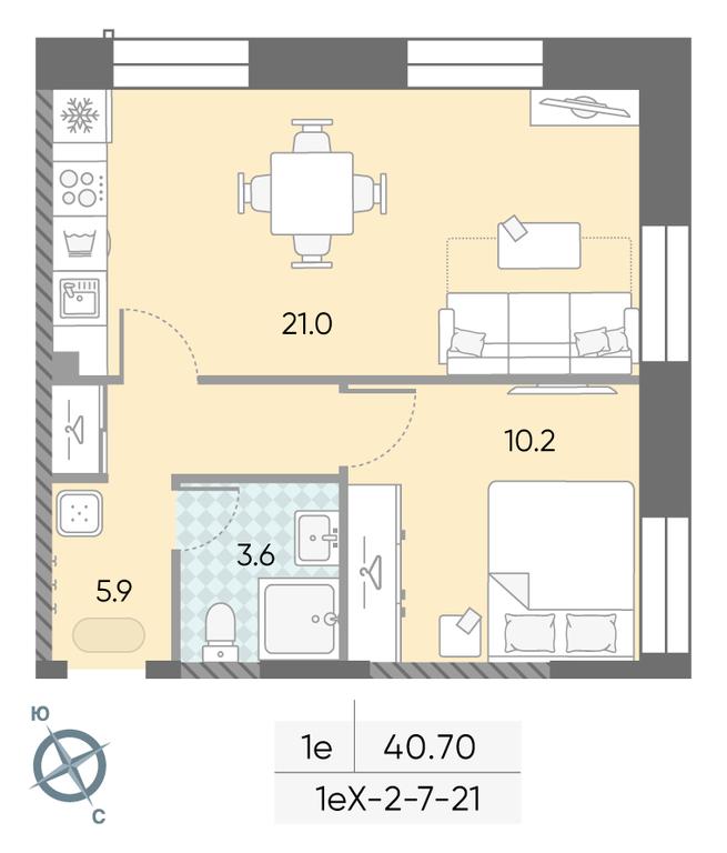 1-BD Apartment Sale, 40.7 sq. m. at Zilart, Rodchenko Street, 1, Moscow, Russia #1
