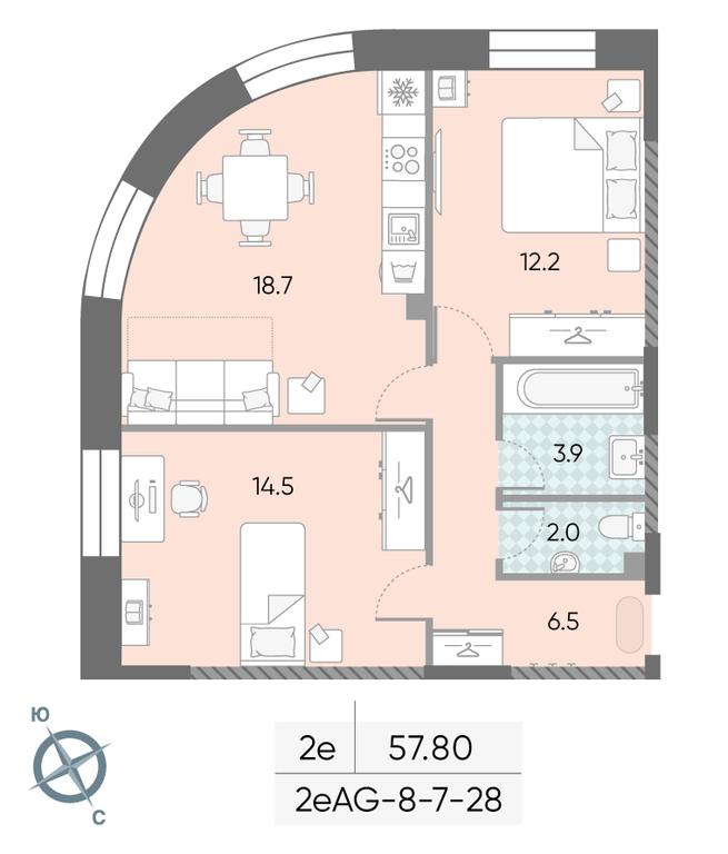2-BD Apartment Sale, 57.8平方米 at Zilart, Rodchenko Street, 1, Moscow, Russia #1 2-BD Apartment Sale, 57.8平方米 at Zilart, Rodchenko Street, 1, Moscow, Russia #1