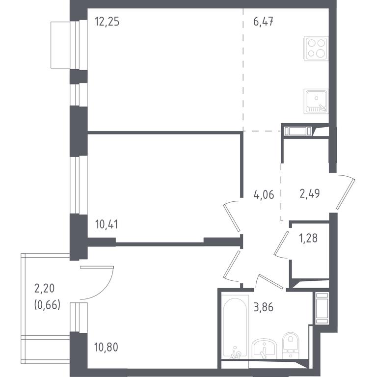 2-BD Apartment Sale, 52.28 sq. m. at Piatnitskie Luga, Pyatnitskoye Highway, 2, derevnya Yurlovo, Solnechnogorsk City District, Moscow Region, Russia #1