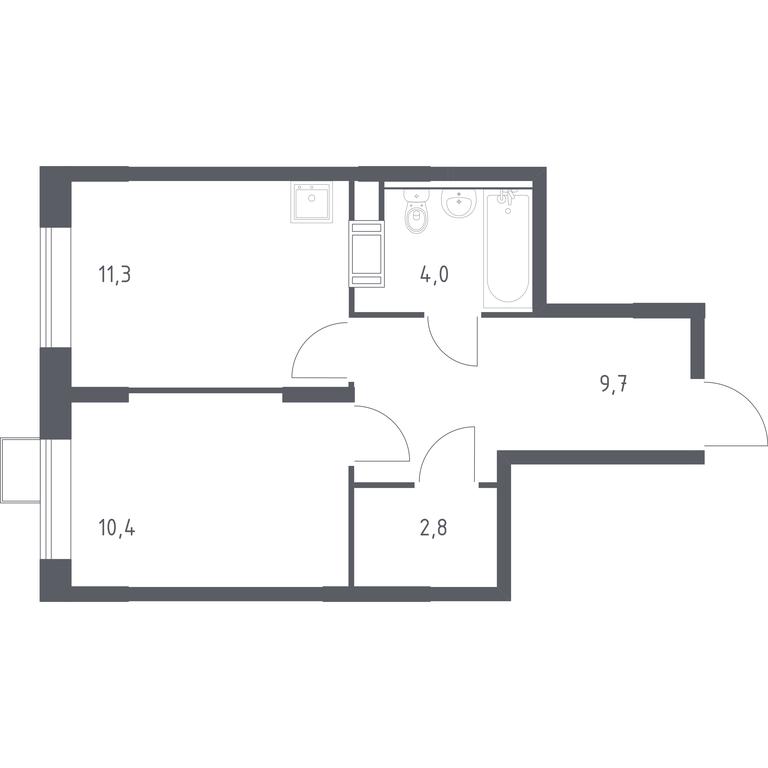 Apartment Sale, 38.2平方米 at Tsvetochnye Poliany, kvartal № 23, Filimonkovskoye Municipal Formation, Moscow, Russia #1