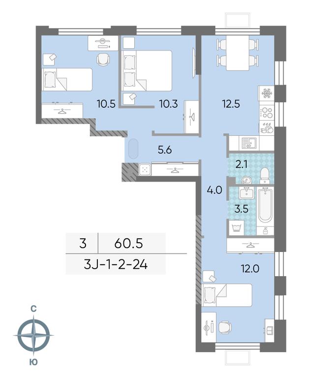 3-BD Apartment Sale, 60.5 sq. m. at Luchi, Proizvodstvennaya Street, 12к1, Moscow, Russia #1 3-BD Apartment Sale, 60.5 sq. m. at Luchi, Proizvodstvennaya Street, 12к1, Moscow, Russia #1
