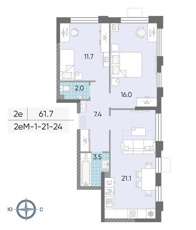 2-BD Apartment Sale, 61.8 sq. m. at Luchi, Proizvodstvennaya Street, 12к1, Moscow, Russia #1 2-BD Apartment Sale, 61.8 sq. m. at Luchi, Proizvodstvennaya Street, 12к1, Moscow, Russia #1