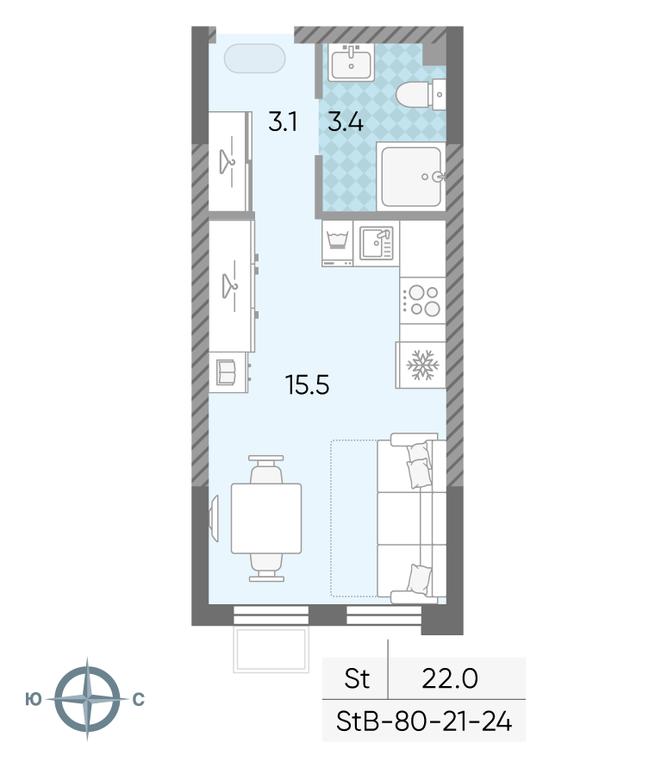 Apartment Sale, 22 sq. m. at Luchi, Proizvodstvennaya Street, 12к1, Moscow, Russia #1