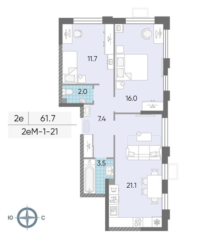 2-BD Apartment Sale, 61.8 sq. m. at Luchi, Proizvodstvennaya Street, 12к1, Moscow, Russia #2 2-BD Apartment Sale, 61.8 sq. m. at Luchi, Proizvodstvennaya Street, 12к1, Moscow, Russia #2