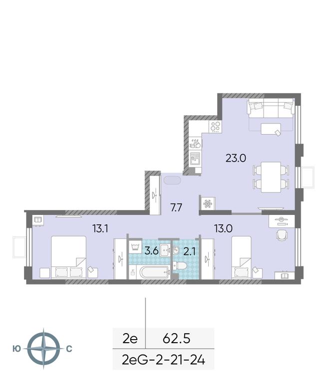 2-BD Apartment Sale, 62.5 sq. m. at Luchi, Proizvodstvennaya Street, 12к1, Moscow, Russia #1 2-BD Apartment Sale, 62.5 sq. m. at Luchi, Proizvodstvennaya Street, 12к1, Moscow, Russia #1