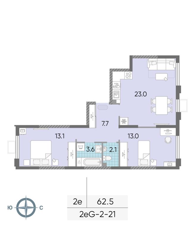2-BD Apartment Sale, 62.5 sq. m. at Luchi, Proizvodstvennaya Street, 12к1, Moscow, Russia #2 2-BD Apartment Sale, 62.5 sq. m. at Luchi, Proizvodstvennaya Street, 12к1, Moscow, Russia #2
