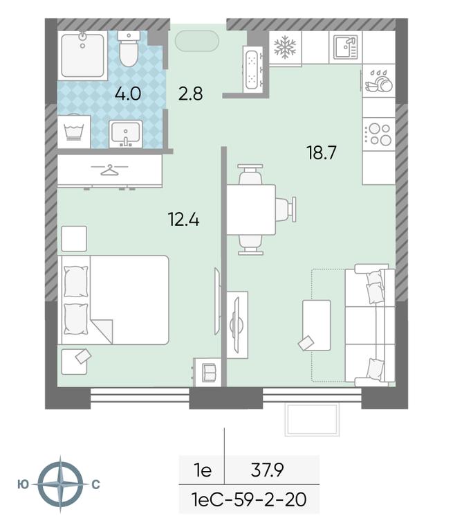 1-BD Apartment Sale, 37.9 sq. m. at Luchi, Proizvodstvennaya Street, 12к1, Moscow, Russia #2 1-BD Apartment Sale, 37.9 sq. m. at Luchi, Proizvodstvennaya Street, 12к1, Moscow, Russia #2