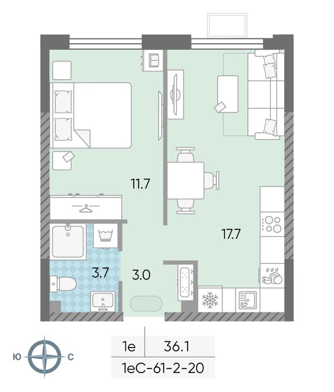 1-BD Apartment Sale, 36.1 sq. m. at Luchi, Proizvodstvennaya Street, 12к1, Moscow, Russia #2
