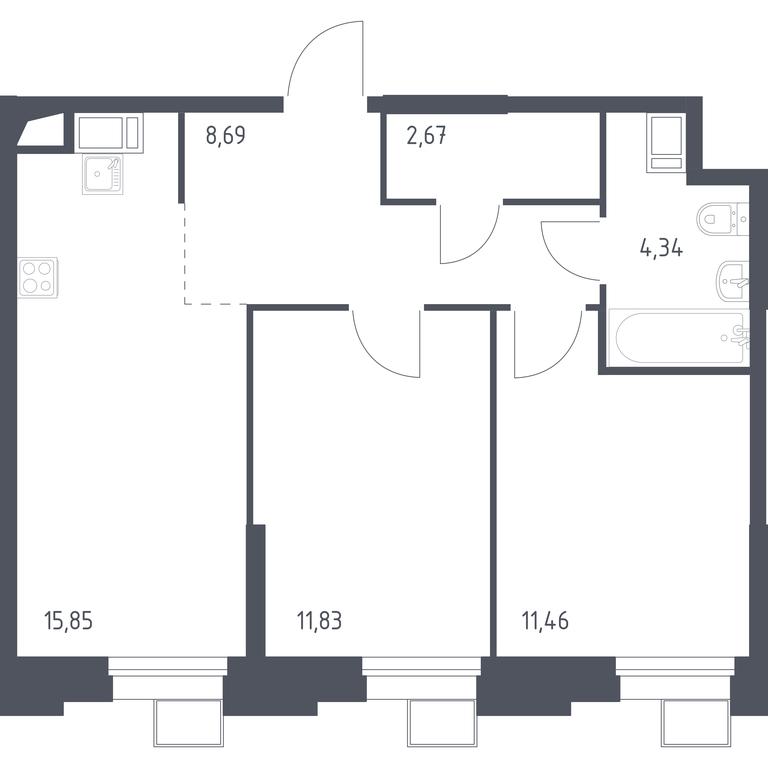 1-BD Apartment Sale, 55.1 sq. m. at Troparevo Park, Kiyevskoye shosse, 21-y kilometr, 3с4, Mosrentgen Settlement, Moscow, Russia #1 1-BD Apartment Sale, 55.1 sq. m. at Troparevo Park, Kiyevskoye shosse, 21-y kilometr, 3с4, Mosrentgen Settlement, Moscow, Russia #1