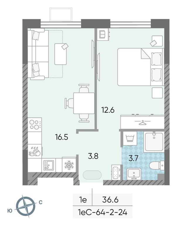 1-BD Apartment Sale, 36.6 sq. m. at Luchi, Proizvodstvennaya Street, 12к1, Moscow, Russia #2