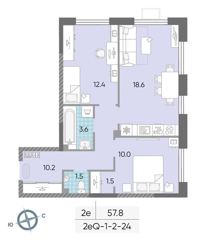 2-BD Apartment Sale, 57.8 sq. m. at Luchi, Proizvodstvennaya Street, 12к1, Moscow, Russia #2 2-BD Apartment Sale, 57.8 sq. m. at Luchi, Proizvodstvennaya Street, 12к1, Moscow, Russia #2