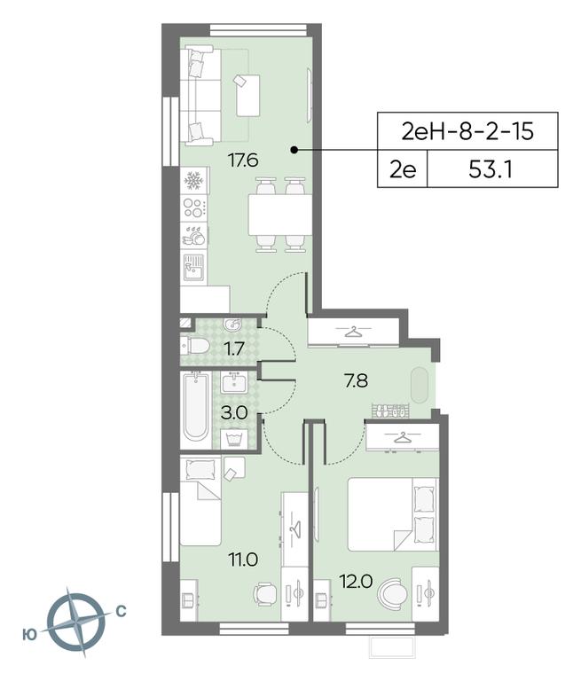 2-BD Apartment Sale, 52.3 sq. m. at Luchi, Proizvodstvennaya Street, 12к1, Moscow, Russia #1