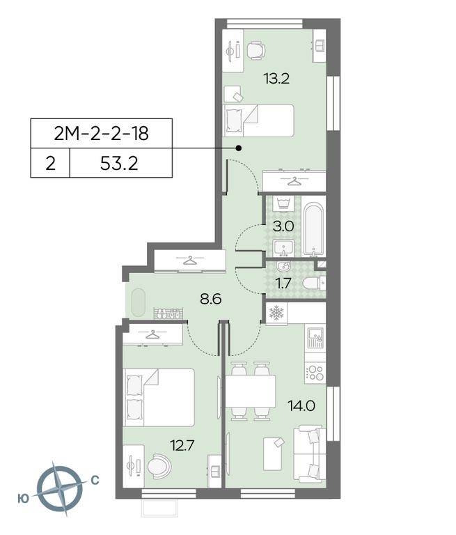 2-BD Apartment Sale, 52.4 sq. m. at Luchi, Proizvodstvennaya Street, 12к1, Moscow, Russia #2 2-BD Apartment Sale, 52.4 sq. m. at Luchi, Proizvodstvennaya Street, 12к1, Moscow, Russia #2