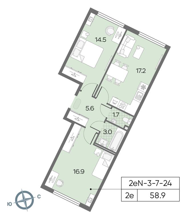 2-BD Apartment Sale, 58.7 sq. m. at Luchi, Proizvodstvennaya Street, 12к1, Moscow, Russia #1 2-BD Apartment Sale, 58.7 sq. m. at Luchi, Proizvodstvennaya Street, 12к1, Moscow, Russia #1