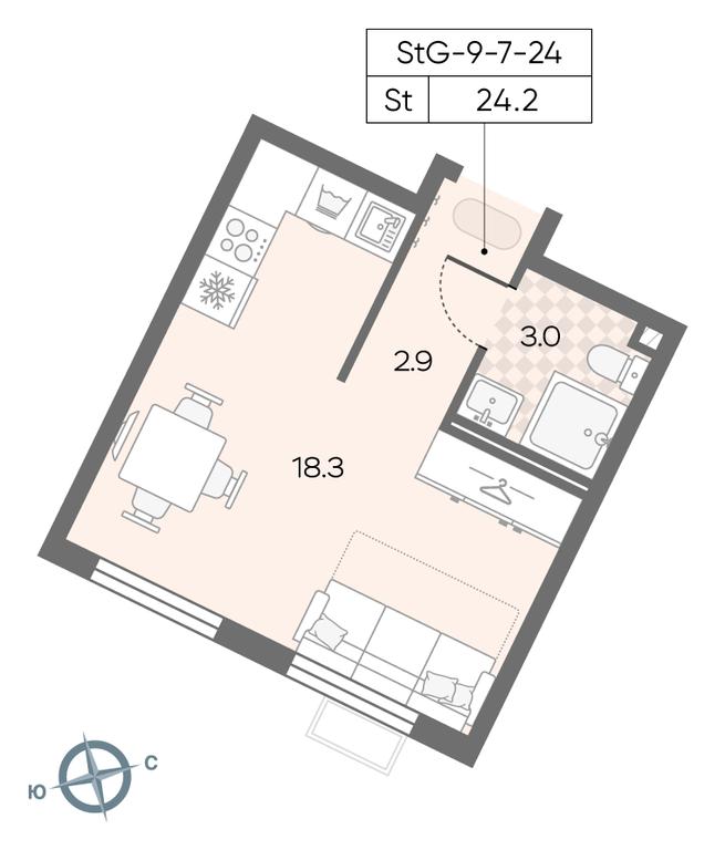 Продажа квартиры, 23,9 м² в ЖК «Лучи», Производственная улица, 12к1, Москва, Россия #1