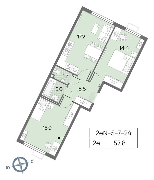 2-BD Apartment Sale, 57.9 sq. m. at Luchi, Proizvodstvennaya Street, 12к1, Moscow, Russia #2 2-BD Apartment Sale, 57.9 sq. m. at Luchi, Proizvodstvennaya Street, 12к1, Moscow, Russia #2