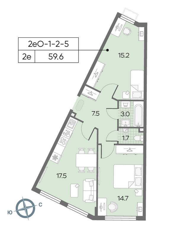 2-BD Apartment Sale, 59.3 sq. m. at Luchi, Proizvodstvennaya Street, 12к1, Moscow, Russia #2 2-BD Apartment Sale, 59.3 sq. m. at Luchi, Proizvodstvennaya Street, 12к1, Moscow, Russia #2