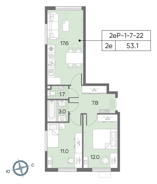 2-BD Apartment Sale, 53.2 sq. m. at Luchi, Proizvodstvennaya Street, 12к1, Moscow, Russia #2 2-BD Apartment Sale, 53.2 sq. m. at Luchi, Proizvodstvennaya Street, 12к1, Moscow, Russia #2