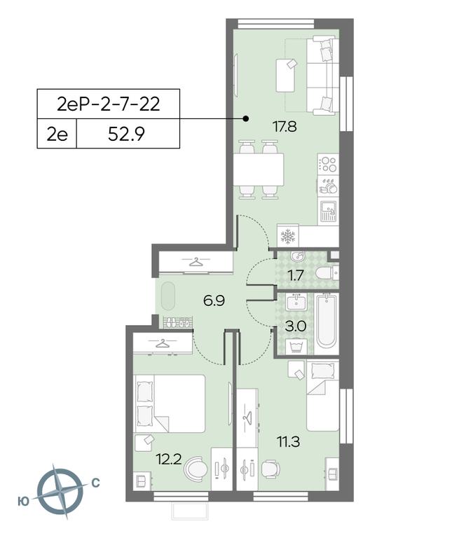 2-BD Apartment Sale, 52.6 sq. m. at Luchi, Proizvodstvennaya Street, 12к1, Moscow, Russia #1 2-BD Apartment Sale, 52.6 sq. m. at Luchi, Proizvodstvennaya Street, 12к1, Moscow, Russia #1