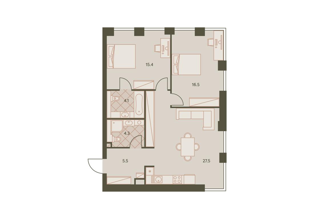2-BD Apartment Sale, 72.9 sq. m. at Eniteo, Dmitriya Ulyanova Street, 45, Moscow, Russia #1 2-BD Apartment Sale, 72.9 sq. m. at Eniteo, Dmitriya Ulyanova Street, 45, Moscow, Russia #1