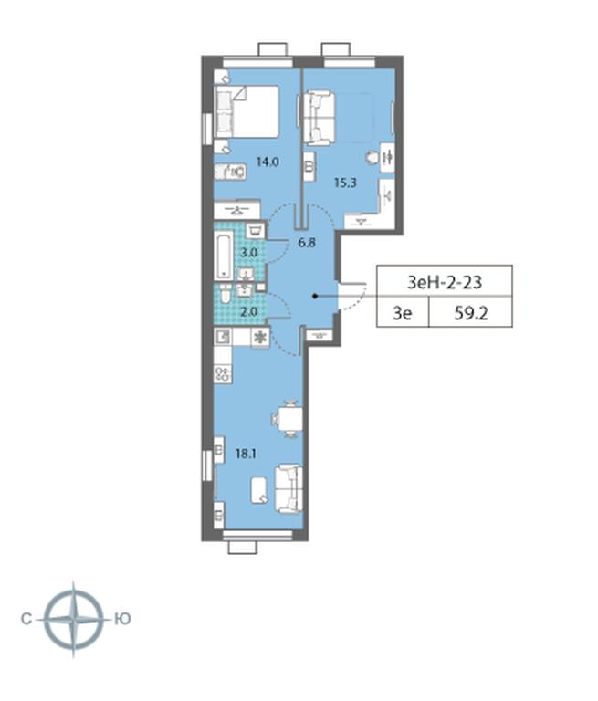 2-BD Apartment Sale, 59.3 sq. m. at Luchi, Proizvodstvennaya Street, 12к1, Moscow, Russia #1 2-BD Apartment Sale, 59.3 sq. m. at Luchi, Proizvodstvennaya Street, 12к1, Moscow, Russia #1