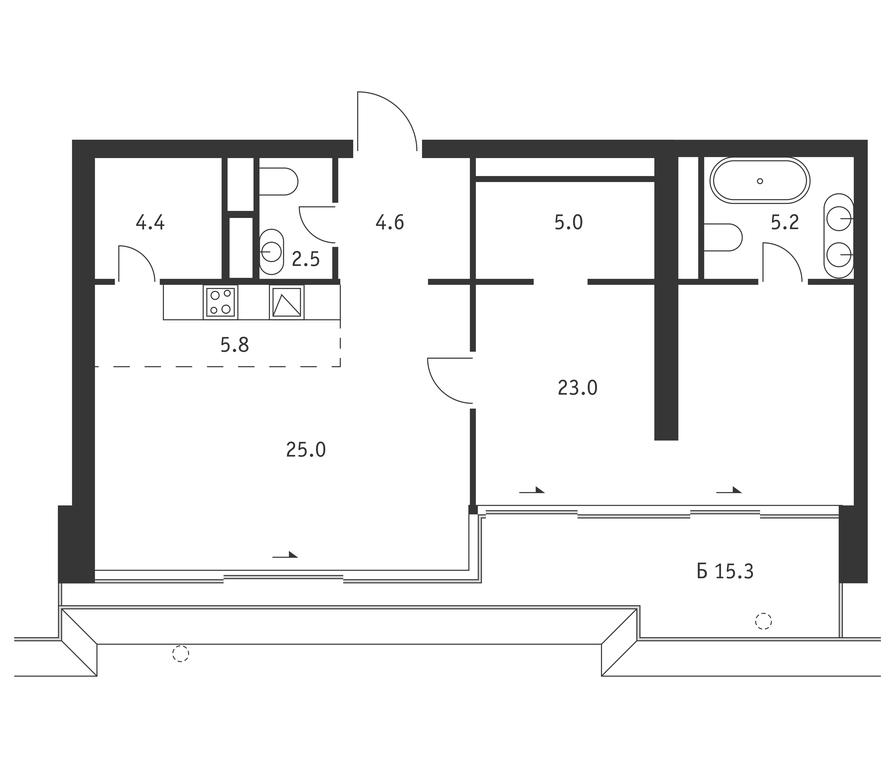 1-BD Apartment Sale, 80.1平方米 at Badaevskiy, Kutuzovsky Avenue, 12с3, Moscow, Russia #1 1-BD Apartment Sale, 80.1平方米 at Badaevskiy, Kutuzovsky Avenue, 12с3, Moscow, Russia #1