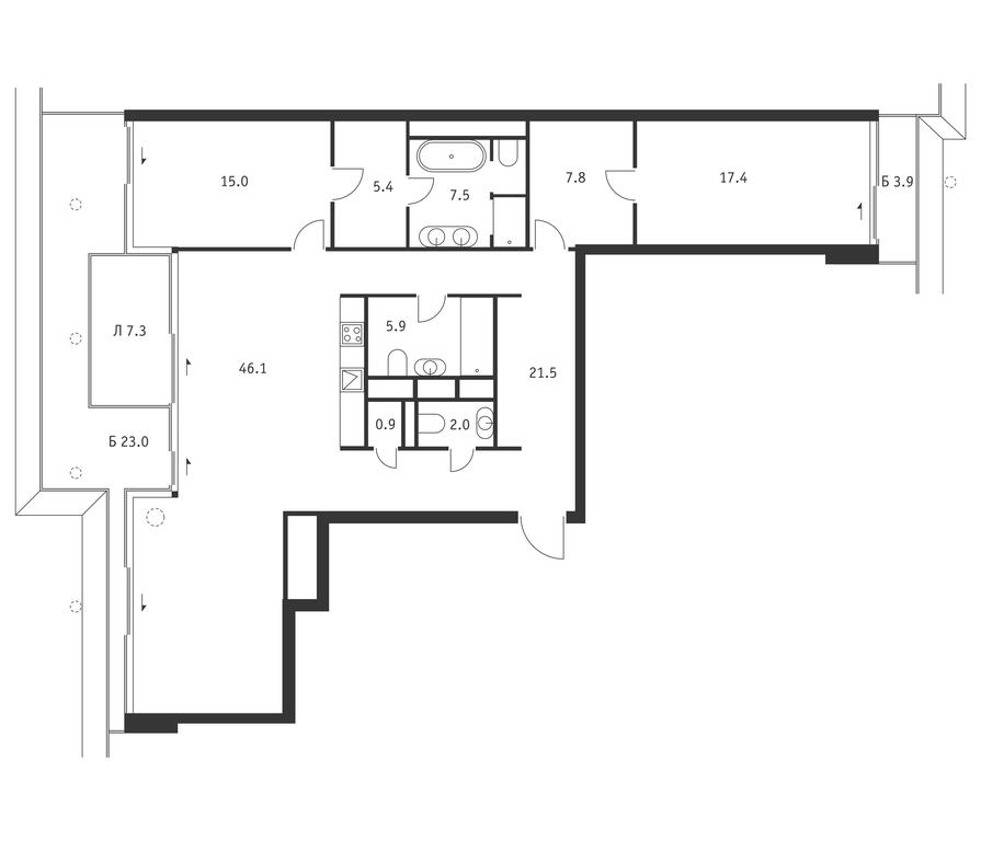 1-BD Apartment Sale, 141.3 sq. m. at Badaevskiy, Kutuzovsky Avenue, 12с3, Moscow, Russia #2 1-BD Apartment Sale, 141.3 sq. m. at Badaevskiy, Kutuzovsky Avenue, 12с3, Moscow, Russia #2