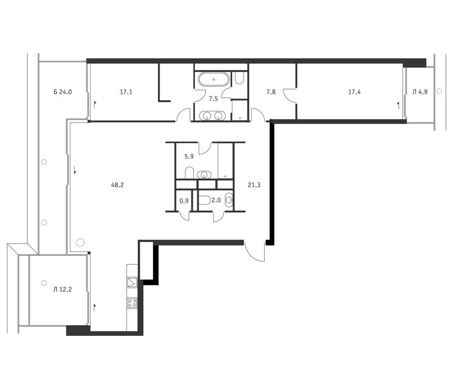 1-BD Apartment Sale, 143.9 sq. m. at Badaevskiy, Kutuzovsky Avenue, 12с3, Moscow, Russia #2