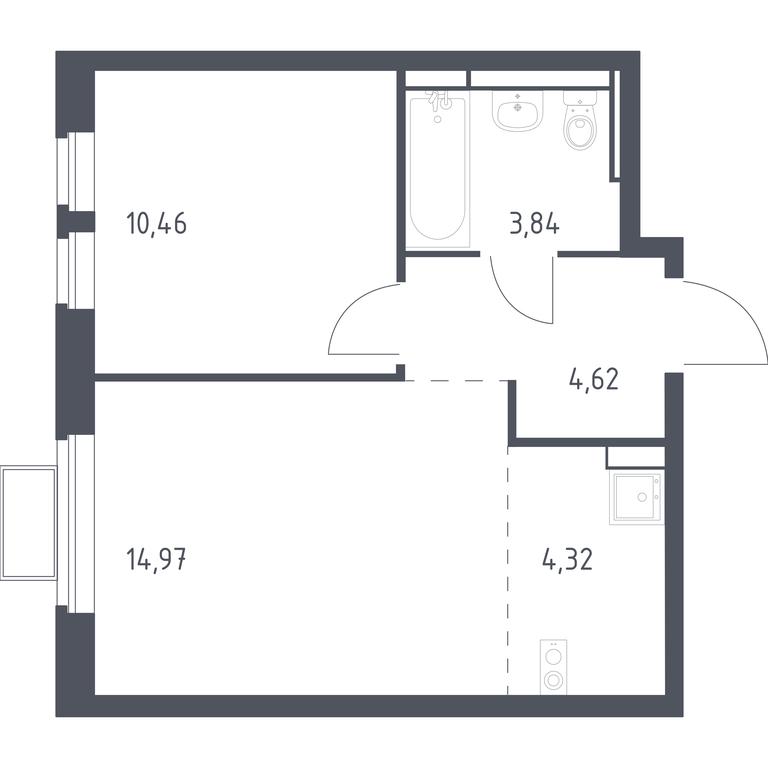 Apartment Sale, 38.21 sq. m. at Novoe Vidnoe, Kalinovka Village, Leninskiy City District, Moscow Region, Russia #1