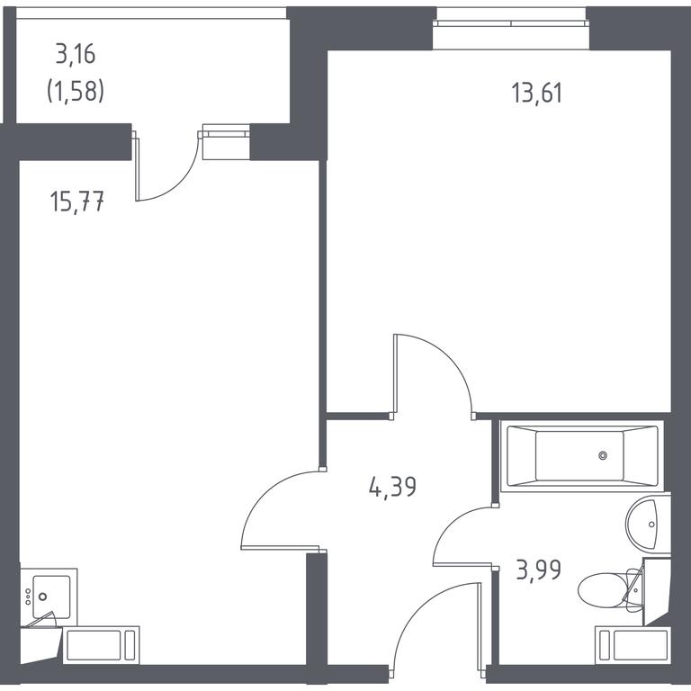 Apartment Sale, 39.4 sq. m. at Ostafevo, Ostafyevskoe Highway, 12к1, Ryazanovskoe Settlement, Moscow, Russia #1