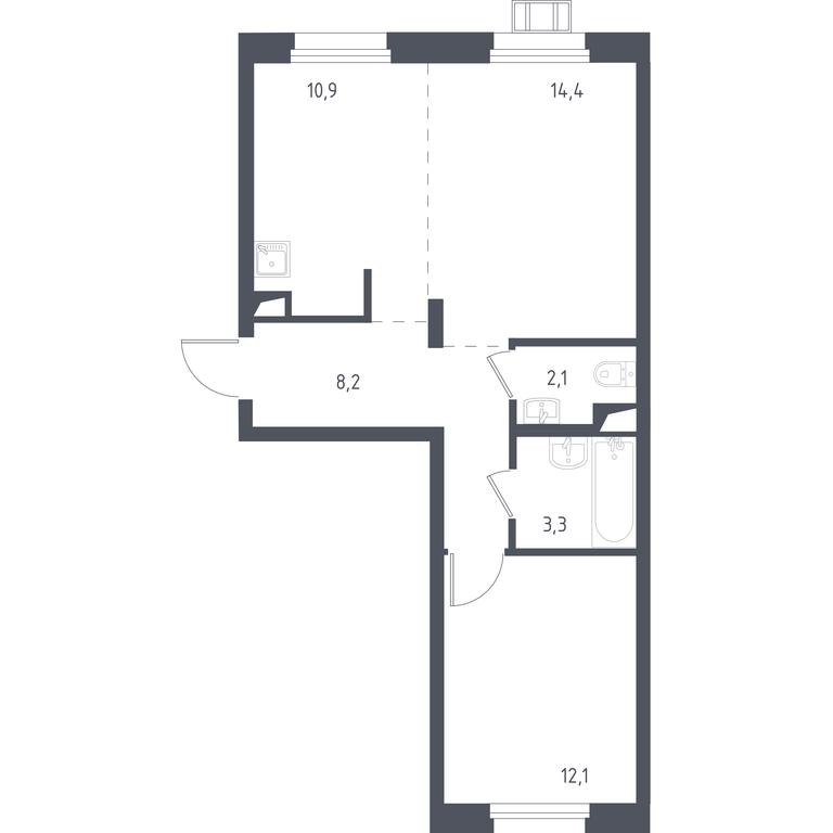 Apartment Sale, 51.4平方米 at Liubertsy, ulitsa Kamova, 5к1, Lyubertsy, Moscow Region, Russia #1
