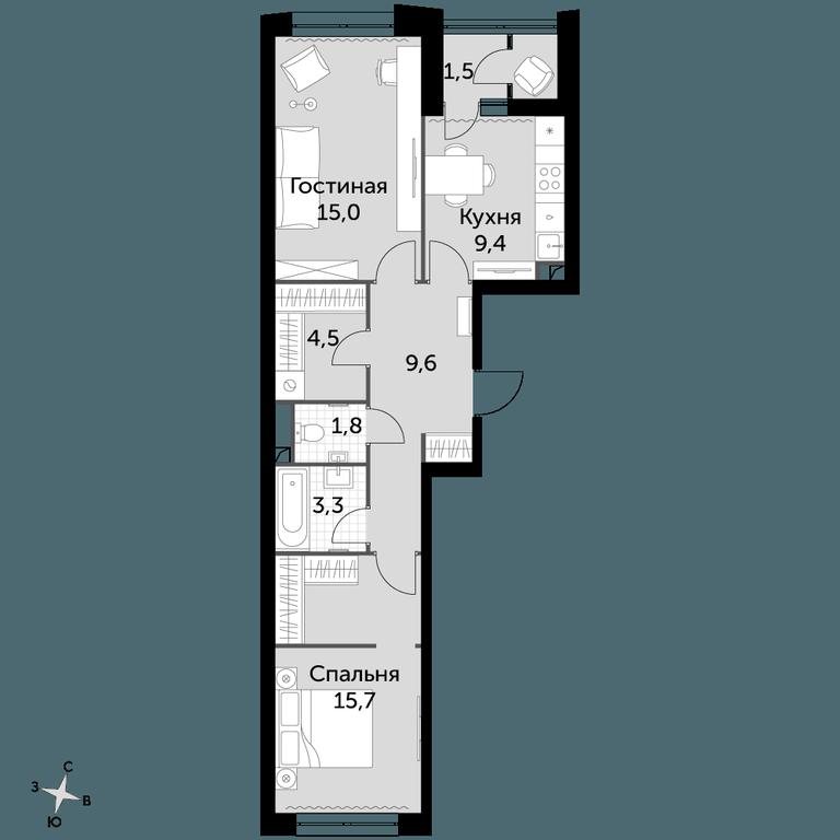 2-BD Apartment Sale, 62.9 sq. m. at Sky Garden, Stroitelny Drive, 9с6, Moscow, Russia #1 2-BD Apartment Sale, 62.9 sq. m. at Sky Garden, Stroitelny Drive, 9с6, Moscow, Russia #1