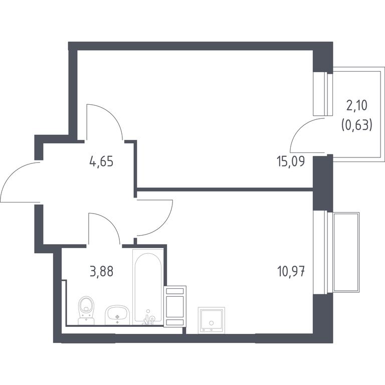 Apartment Sale, 35.22 sq. m. at Tomilino Park, 1-y kvartal, posyolok Zhilino-1, Lubertsy City District, Moscow Region, Russia #1