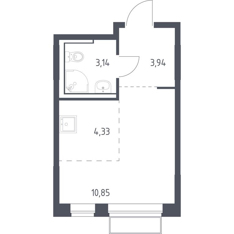 Apartment Sale, 22.26平方米 at Tomilino Park, 1-y kvartal, posyolok Zhilino-1, Lubertsy City District, Moscow Region, Russia #1
