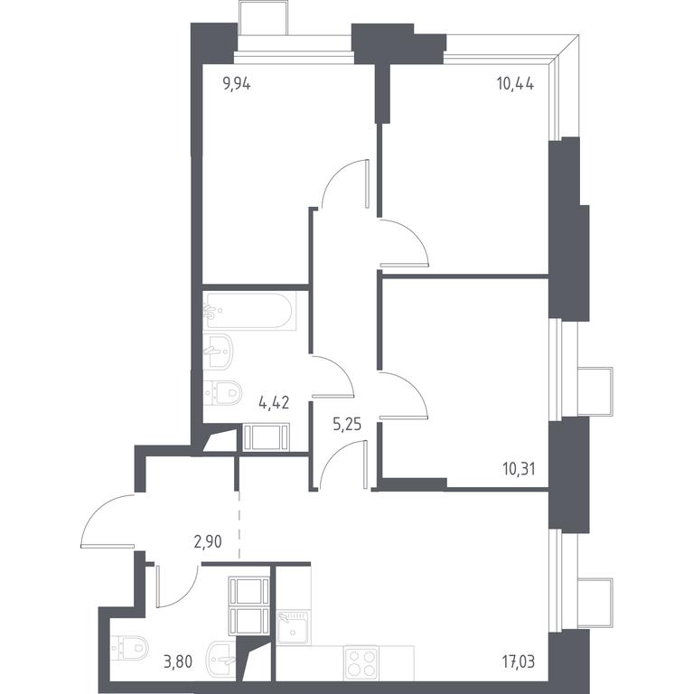2-BD Apartment Sale, 64.26 sq. m. at Troparevo Park, Kiyevskoye shosse, 21-y kilometr, 3с4, Mosrentgen Settlement, Moscow, Russia #1 2-BD Apartment Sale, 64.26 sq. m. at Troparevo Park, Kiyevskoye shosse, 21-y kilometr, 3с4, Mosrentgen Settlement, Moscow, Russia #1