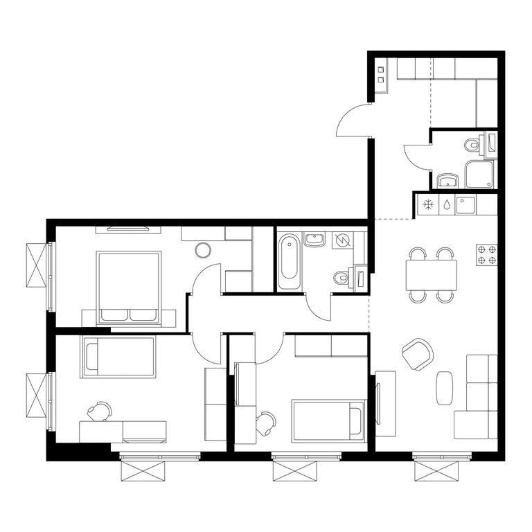 3-BD Apartment Sale, 86平方米 at Yauza Park, ulitsa Kolontsova, 4, Mytischi, Moscow Region, Russia #1