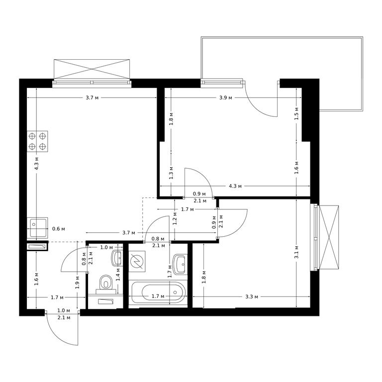 2-BD Apartment Sale, 48.9 sq. m. at Bolshaya Akademicheskaya 85, 3rd Nizhnelikhoborsky Drive, 1с16, Moscow, Russia #1