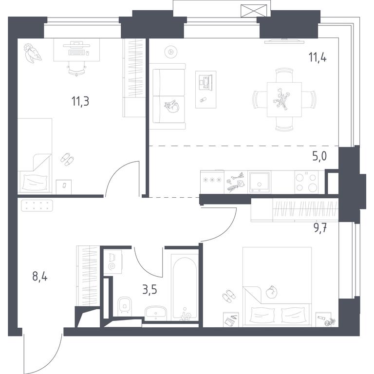 1-BD Apartment Sale, 49.28 sq. m. at Vereiskaya 41, Vereyskaya Street, 41, Moscow, Russia #2