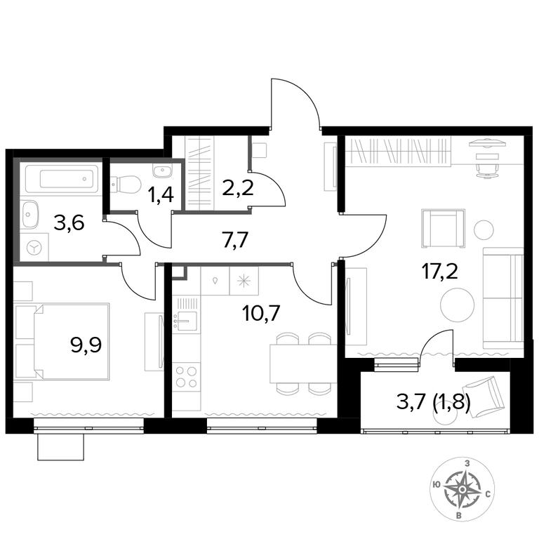 2-BD Apartment Sale, 54.6 sq. m. at Pervyi Lermontovskiy, zhiloy kompleks 1-y Lermontovskiy, Lyubertsy, Moscow Region, Russia #1 2-BD Apartment Sale, 54.6 sq. m. at Pervyi Lermontovskiy, zhiloy kompleks 1-y Lermontovskiy, Lyubertsy, Moscow Region, Russia #1