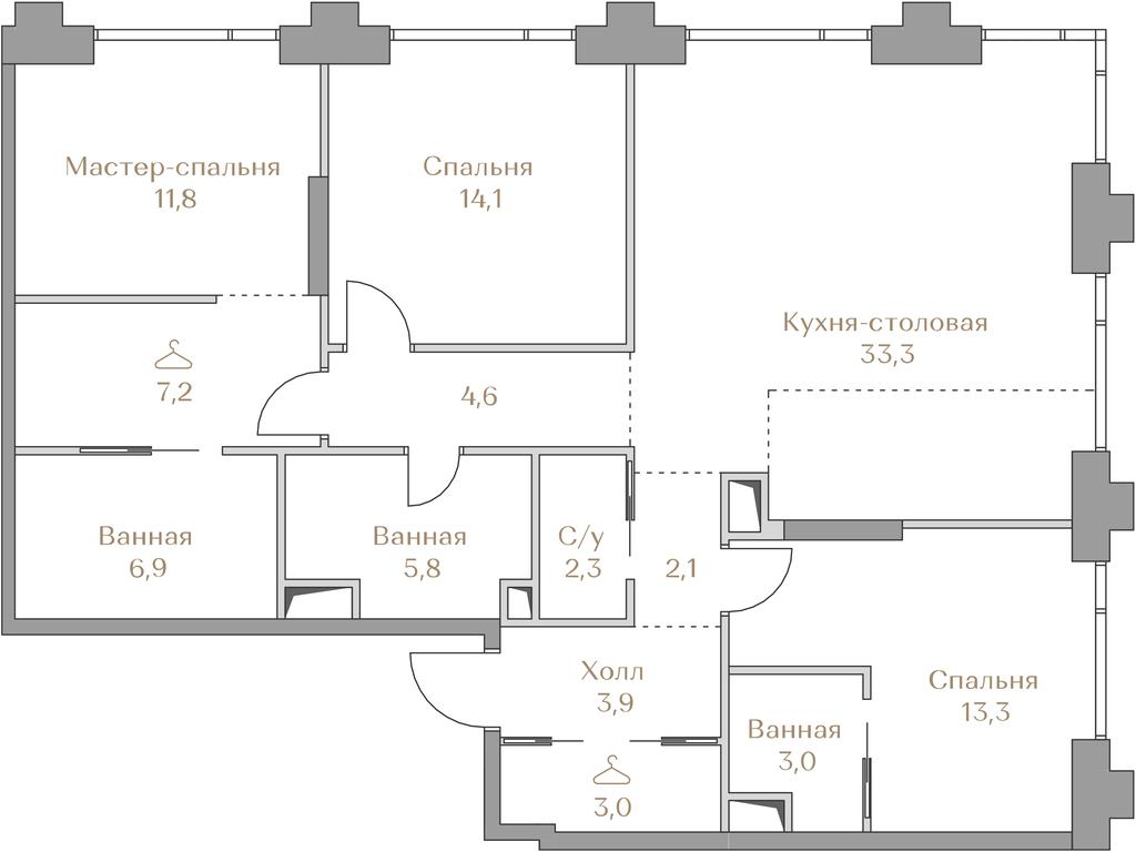 3-BD Apartment Sale, 111.3平方米 at Luzhniki Collection, Luzhnetskaya Embankment, 2/4с17, Moscow, Russia #2