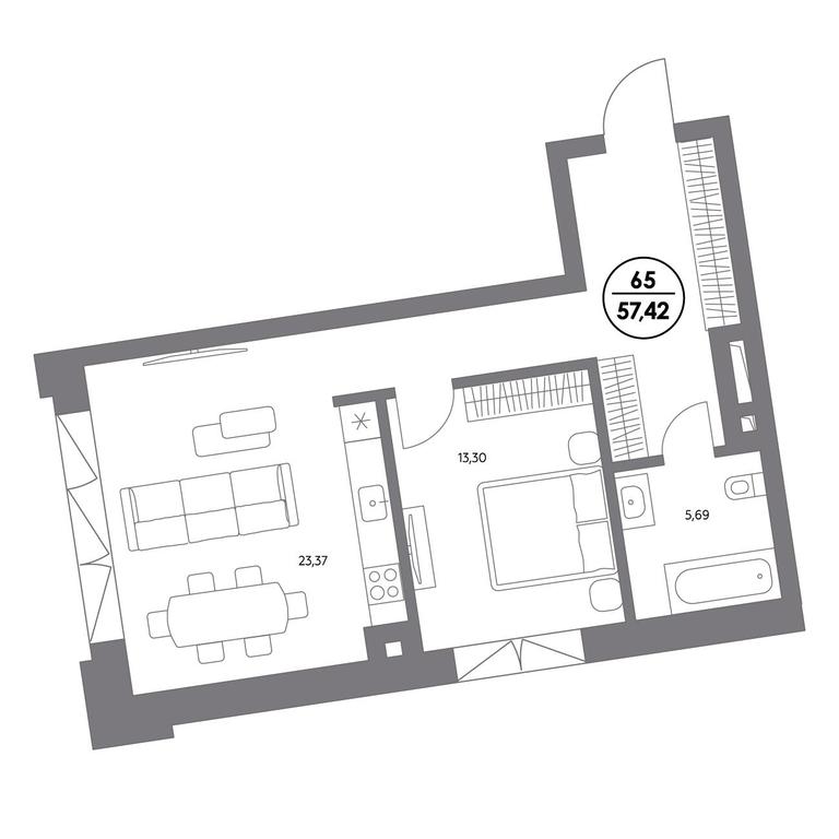 2-BD Apartment Sale, 57.4平方米 at Kosmo 4/22, Kosmodamianskaya Embankment, 4/22с8, Moscow, Russia #1 2-BD Apartment Sale, 57.4平方米 at Kosmo 4/22, Kosmodamianskaya Embankment, 4/22с8, Moscow, Russia #1