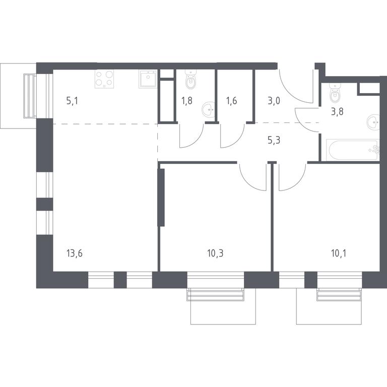 1-BD Apartment Sale, 54.1平方米 at Kvartal na Vode, Shosseynaya Street, 90с42, Moscow, Russia #1 1-BD Apartment Sale, 54.1平方米 at Kvartal na Vode, Shosseynaya Street, 90с42, Moscow, Russia #1